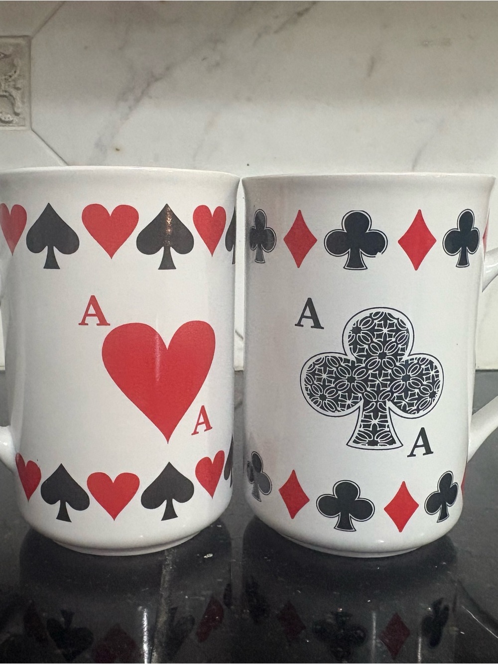Playing Card Ace Ceramic Mugs - Red & Black